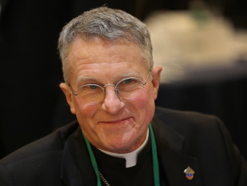 Archbishop Timothy P. Broglio of the U.S. Archdiocese for the Military Services smiles Nov. 15, 2022, after being elected president of the U.S. Conference of Catholic Bishops during a session of the fall general assembly of the bishops in Baltimore. (CNS photo/Bob Roller)