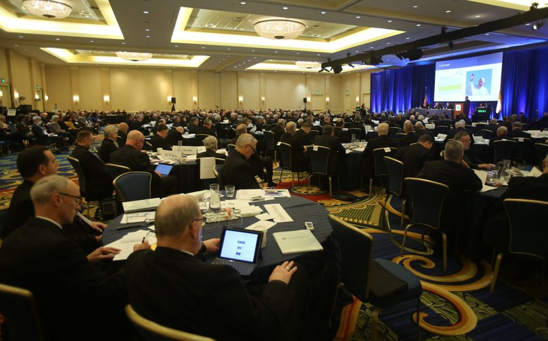 Bishops attend a Nov. 16, 2022, session of the fall general assembly of the U.S. Conference of Catholic Bishops in Baltimore. (CNS photo/Bob Roller)
