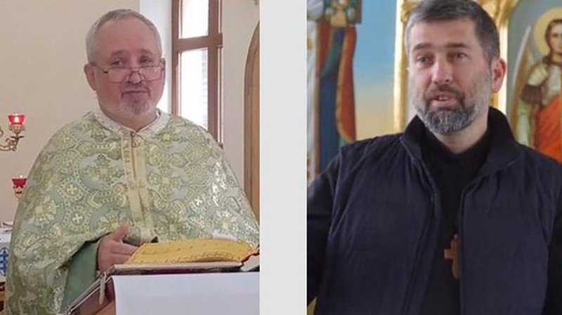 Father Bohdan Geleta, left, and Father Ivan Levitsky are seen in this undated screen grab. (CNS screen grab/courtesy of Ukrainian Catholic Church) EDITOR'S NOTE: BEST IMAGE AVAILABLE.