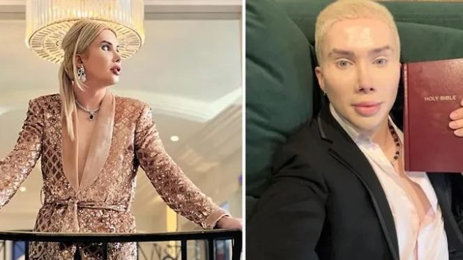 Oli London on May 2022, before his de-transition, and after de-transitioning and finding his Christian faith. (Courtesy of Oli London via CNA)