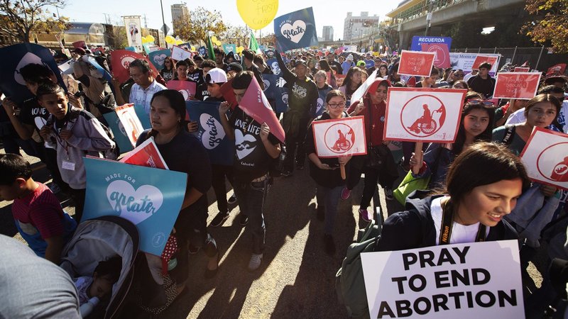 Pro-life advocates march during the OneLife LA rally Jan. 19, 2019, in Los Angeles. With the Supreme Court's overturning of Roe v. Wade June 2022, organizers of the event taking place Jan. 21, 2023, said it is as necessary as ever to promote ongoing efforts to help make pregnant women in need aware of alternatives to abortion, to change minds and hearts on the abortion issue, and to uphold the dignity of all human life. (Victor Aleman)