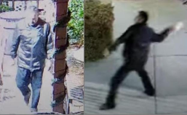 Security camera footage shows the same man committing all three acts of vandalism to the California church. (St. Mary Catholic Church YouTube screenshot via CNA)