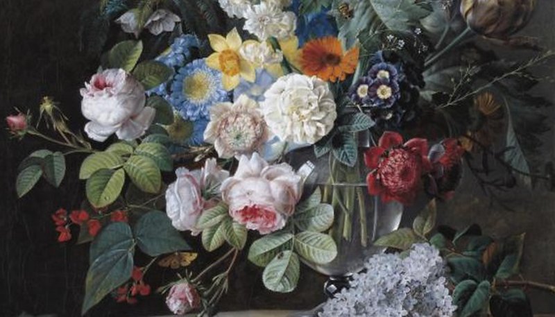 "Flowers in a Glass Vase," 1796, by Pierre-Joseph Redouté. (Wikimedia Commons)