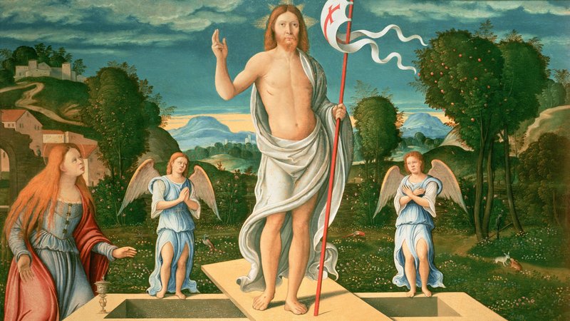 The Resurrection is depicted in this 14th-century painting by Master of Santacroce. (OSV/Agnew's, Bridgeman Images)
