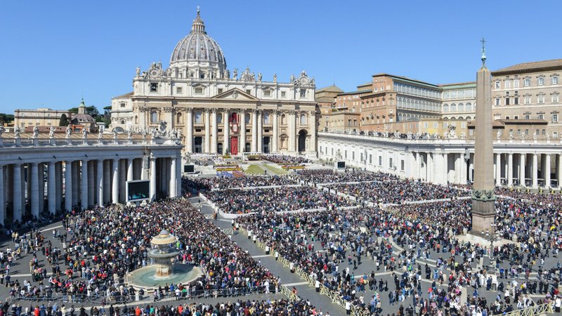 Some 45,000 people attend Pope Francis' Easter morning Mass in St. Peter's Square at the Vatican April 9, 2023. (CNS/Chris Warde-Jones)