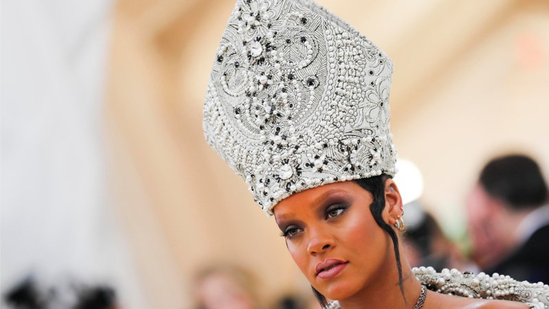 Singer Rihanna arrives at the Metropolitan Museum of Art in New York on May 7, 2018, for the exhibit, “Heavenly Bodies: Fashion and the Catholic Imagination.” (CNS/Carlo Allegri, Reuters)