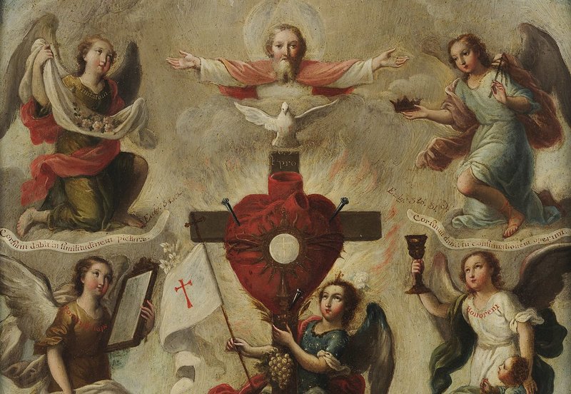 “Allegory of the Holy Eucharist,” by Miguel Cabrera, 1695-1768, Mexican. (Wikimedia Commons)