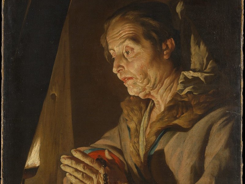 “Old Woman Praying,” by Matthias Stom, 1615-1649, Dutch. (Wikimedia Commons)
