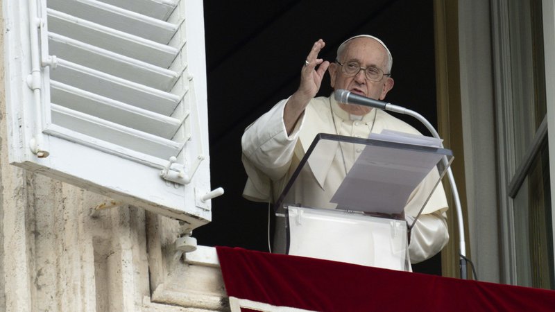 Pope Francis blesses visitors gathered in St. Peter's Square at the Vatican after praying the Angelus July 2, 2023. (CNS photo/Vatican Media)