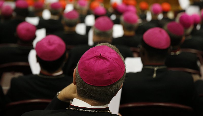 Bishops attend a session of the Synod of Bishops on young people, the faith and vocational discernment at the Vatican Oct. 23, 2018. (CNS photo/Paul Haring)
