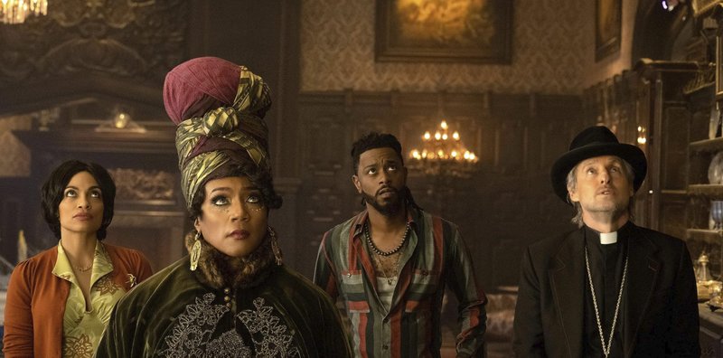 Rosario Dawson, Tiffany Haddish, LaKeith Stanfield, and Owen Wilson in Disney’s “Haunted Mansion.” (IMDB)