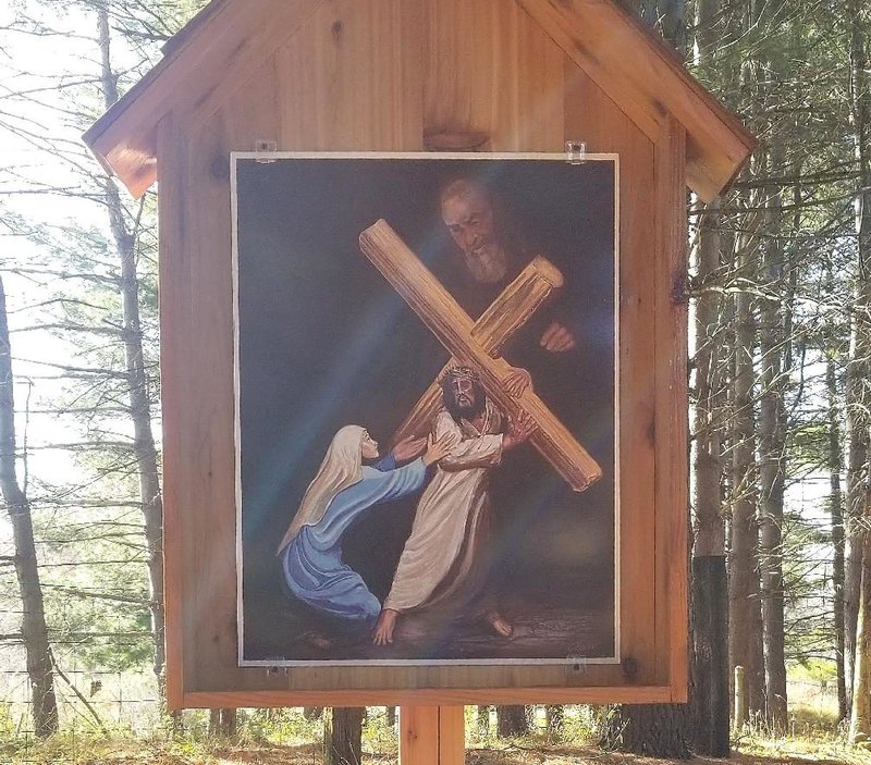 An undated photo shows the third Station of the Cross along a prayer trail located on the property owned by Catholic Healthcare International in Genoa Township, Mich. A federal appeals court ruled Sept. 11, 2023, that the Michigan Catholic group can display Stations of the Cross on its privately owned "prayer trail." The township said the display violated zoning codes even after the group bought a special-use permit as required. (OSV News/courtesy Catholic Healthcare International)