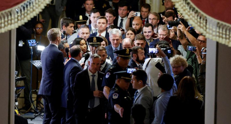 Former House Speaker Kevin McCarthy, R-Calif., walks back to the speaker's office after he was ousted from the position by a 216-to-210 vote of the House of Representatives at the U.S. Capitol in Washington Oct. 3, 2023. (OSV News/Jonathan Ernst, Reuters)