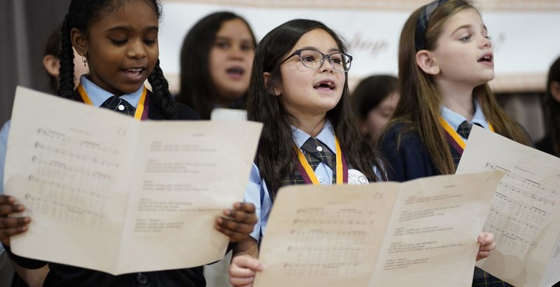 Members of the Select Youth Choir sing during a Catholic Schools Week event at St. Helen Catholic Academy in the Howard Beach section of Queens, N.Y., Jan. 30, 2023. (OSV News/Gregory A. Shemitz)