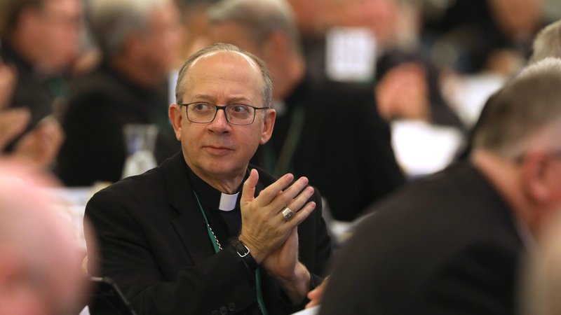 Bishop Barry C. Knestout of Richmond, Va., applauds during a Nov. 14, 2023, session of the fall general assembly of the U.S. Conference of Catholic Bishops in Baltimore. (OSV News/Bob Roller)