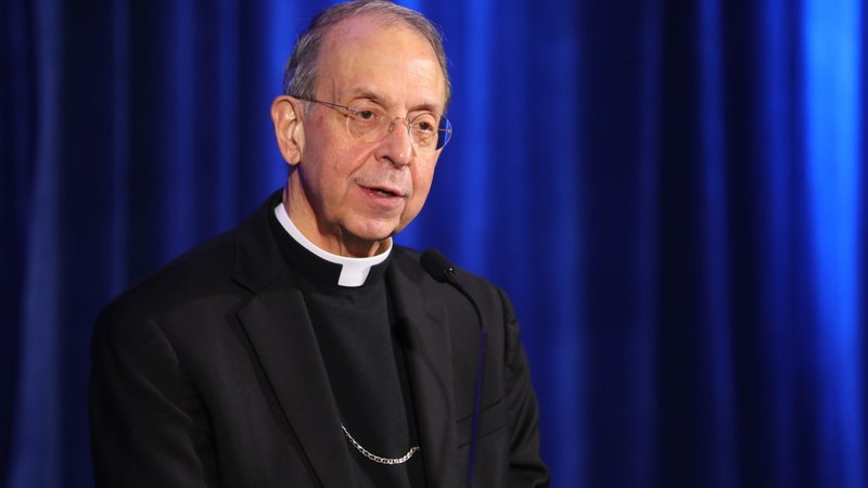 Archbishop William E. Lori of Baltimore, vice president of the U.S. Conference of Catholic Bishops, speaks during a news conference at a Nov. 15, 2023, session of the fall general assembly of the USCCB in Baltimore. (OSV News/Bob Roller)