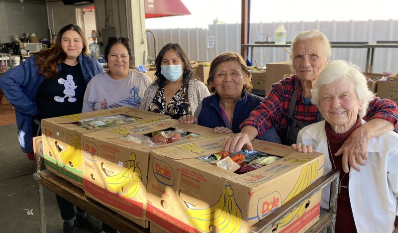 Founder Sister Michele Morris (far right) poses with Ana Draskovich, Gertrude Hullpa, Mirna Anaya, Belen Pulido, and Seidi Cortazar. (Tom Hoffarth)