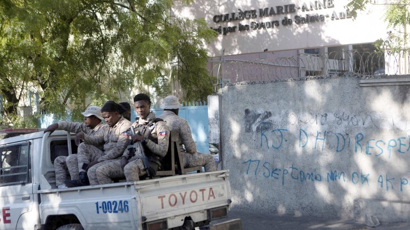 Haitian National Police patrol outside the College Marie-Anne in Port-au-Prince Jan. 22, 2024, days after six nuns were kidnapped by armed men while sisters were traveling on a bus. (OSV News/Ralph Tedy Erol, Reuters)
