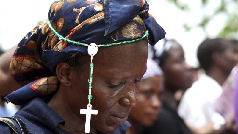 A woman is pictured in a file photo wearing a rosary during a Good Friday procession in Lagos, Nigeria. During an event in the Capitol complex in Washington Jan. 30, 2024, Nigerian Catholic leaders called on the U.S. State Department to designate Nigeria as a "country of particular concern," or CPC, in response to violence in their country perpetuated against predominantly Christian communities. (OSV News/Akintunde Akinleye, Reuters)