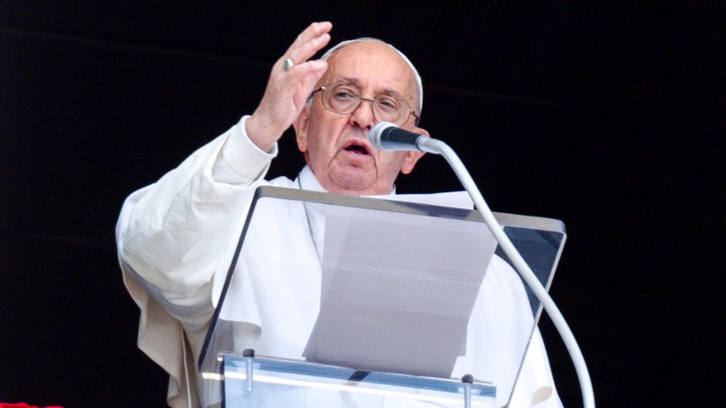 Pope Francis gives his blessing after praying the "Regina Coeli" in St. Peter's Square at the Vatican May 12, 2024. (CNS photo/Vatican Media)