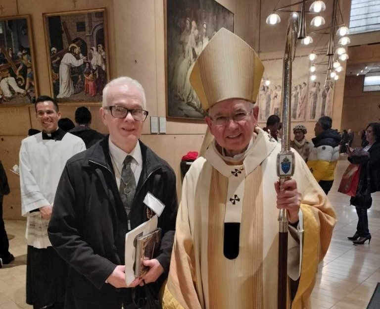 Former Evangelical pastor and Hindu guru Michael Cardona with Archbishop Gomez after entering the Catholic Church at Easter this year. (Michael Cardona)