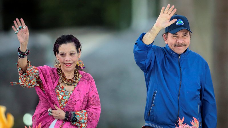 Nicaraguan President Daniel Ortega and his wife, Vice President Rosario Murillo, greet supporters during the opening ceremony of a highway overpass in Managua March 21, 2019. (OSV News photo/Oswaldo Rivas, Reuters)