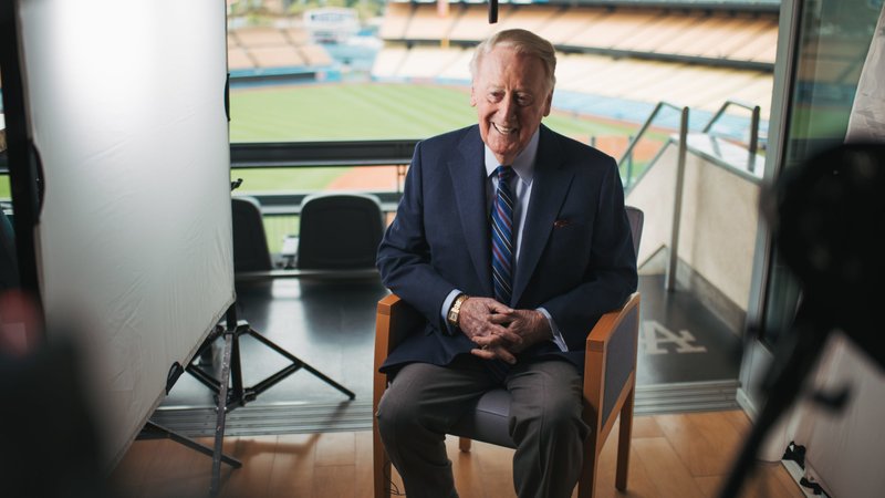 The late Vin Scully during an interview for the baseball documentary “Soul of a Champion: The Gil Hodges Story,” produced by Spirit Juice Studios in association with Catholic Athletes for Christ. (CNS/courtesy Spirit Juice Studios)