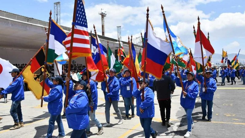 Flag bearers walk to the opening Mass of the International Eucharistic Congress in Quito, Ecuador, on Sept. 8, 2024. (OSV News/courtesy International Eucharistic Congress)