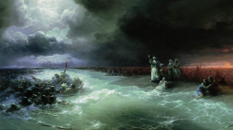 "Passage of the Jews through the Red Sea," by Ivan Aivazovsky, 1817-1900, Armenian.