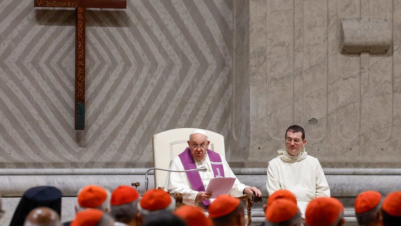 Pope Francis gives his homily during a penitential liturgy Oct. 1, 2024, in St. Peter's Basilica at the Vatican on the eve of the opening of the second session of the Synod of Bishops on synodality. (CNS photo/Lola Gomez)