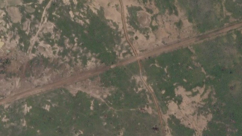 A satellite image shows a newly built trench near Barsalogho, Burkina Faso, where hundreds of people were killed by suspected jihadists Aug. 24, 2024. In an early October massacre in northeastern Burkina Faso, at least 150 people, including many Christians, were killed in the town of Manni in what turned out to be a brutal terrorist rampage. (OSV News photo/Planet Labs Inc. via Reuters)