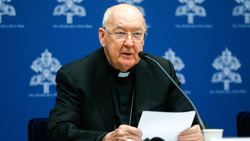 Cardinal Kevin J. Farrell, prefect of the Dicastery for Laity, the Family and Life, speaks during a news conference at the Vatican Sept. 24, 2024, to present the theme for World Youth Day 2027 in Seoul, South Korea. (CNS photo/Lola Gomez)