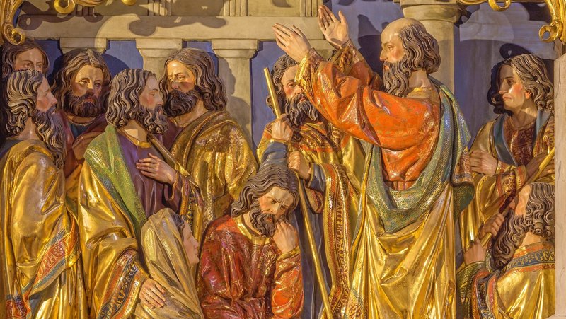 A carved relief of “The Sermon of St. Paul in Athens on Aeropagus Hill.” (Shutterstock)