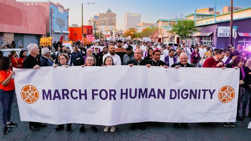 Hundreds of people joined “Do Not Be Afraid: March and Vigil for Human Dignity,” a March 21, 2024, event organized by the Diocese of El Paso, Texas, along with organizations such as Hope Border Institute as well as religious and community leaders from the borderlands. (OSV News photo/Diego Adame, courtesy of Hope Border Institute)