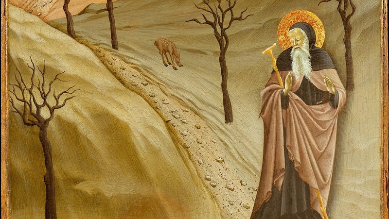 “St. Anthony the Abbot in the Wilderness,” Master of the Osservanza Triptych, 1436-1444. (Wikimedia Commons)