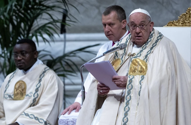 Pope Francis delivers the homily at the Immaculate Conception Mass 2024. (CNA)