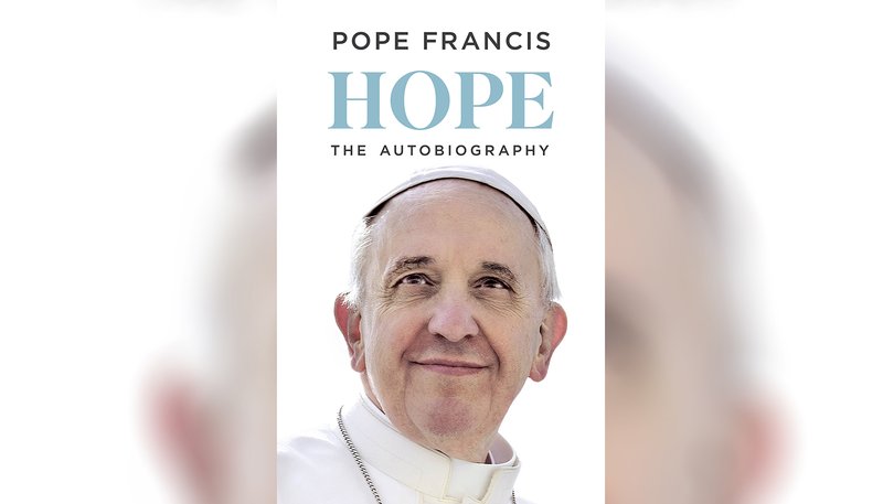 The cover of "Hope," described as an autobiography by Pope Francis, is seen Oct. 16, 2024, the date an Italian publisher announced its worldwide publication Jan. 14, including by Viking in the United Kingdom. (CNS photo/courtesy Viking)
