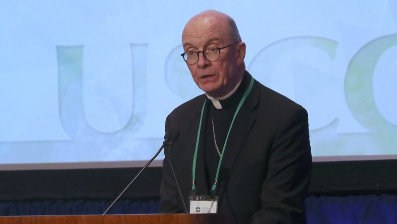 Bishop Timothy C. Senior of Harrisburg, Pa., speaks during a Nov. 13, 2024, session of the fall general assembly of the U.S. Conference of Catholic Bishops in Baltimore. (OSV News photo/Bob Roller)