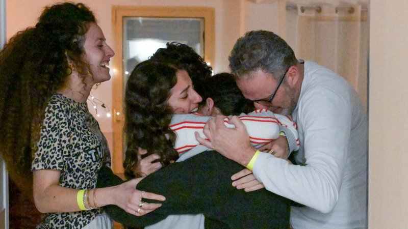 Released Israeli hostage Romi Gonen embraces loved ones at Sheba Medical Center in Ramat Gan, Israel, Jan. 19, 2025, after being held in Gaza since the deadly Oct. 7, 2023, attack by Hamas, in this handout image obtained by Reuters. (OSV News photo/Maayan Toaf/GPO/Handout via Reuters)