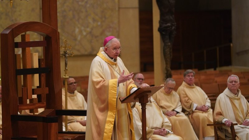 Archbishop Gomez delivers the homily at a special Mass for the victims of the California wildfires Jan. 9. (Archdiocese of Los Angeles)