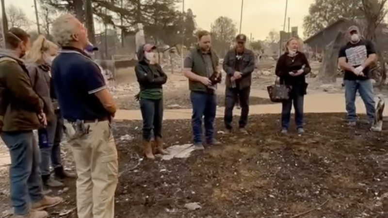 The Halpin family sings in praise to Mary in the rubble of their LA home after the Palisades and Eaton fires. (Screengrab via Instagram)