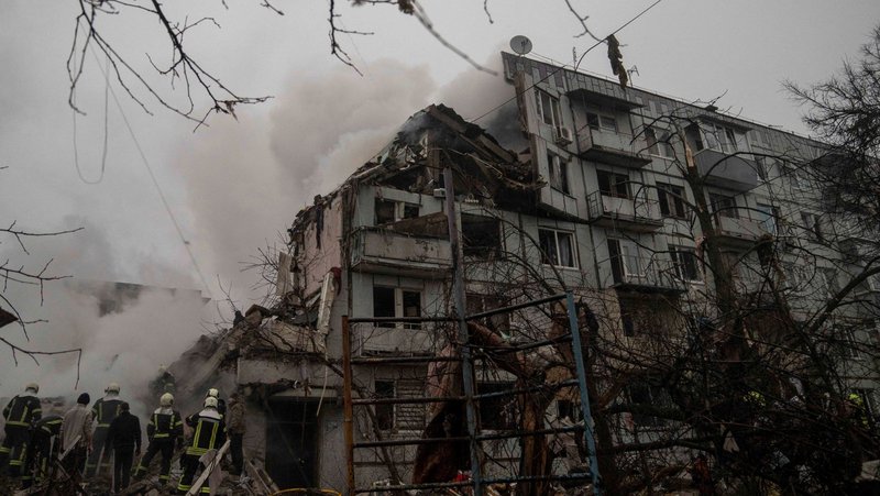 Rescuers work at the site of an apartment building in Poltava, Ukraine, Feb. 1, 2025, that was hit by a Russian missile strike amid Russia's attack on the country. (OSV News photo/Vladyslav Boiko, Reuters)