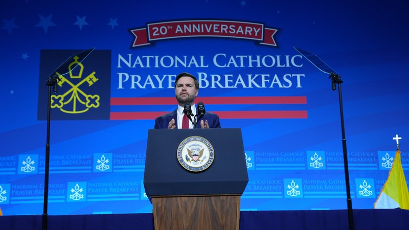 U.S. Vice President JD Vance speaks during the National Catholic Prayer Breakfast in Washington Feb. 27, 2025. (OSV News photo/Gary Gellman, courtesy National Catholic Prayer Breakfast)