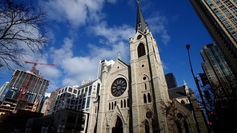Chicago's Holy Name Cathedral is pictured in this file photo. The Archdiocese of Chicago filed a countersuit March 24, 2025, against seven alleged victims of child sex abuse who either have pending settlements or already received settlements in the millions in the Daniel McCormack priest abuse case. (OSV News photo/Andrew Nelles, Reuters)