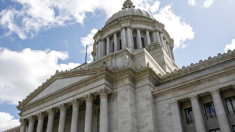 The Washington Capitol is pictured in Olympia April 11, 2020. Legislation that would require clergy to report child abuse or neglect in Washington state has been sent to Democratic Gov. Bob Ferguson for his signature. Some Catholics argue if it becomes law, it will force priests to break the seal of confession. (OSV News photo/Jason Redmond, Reuters)