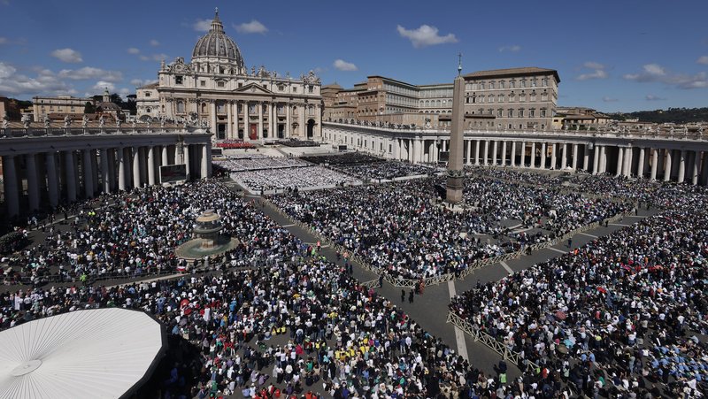 An estimated 200,000 people gather in St. Peter's Square and the neighboring streets to attend funeral Mass for Pope Francis at the Vatican April 26, 2025. (CNS photo/Pablo Esparza)