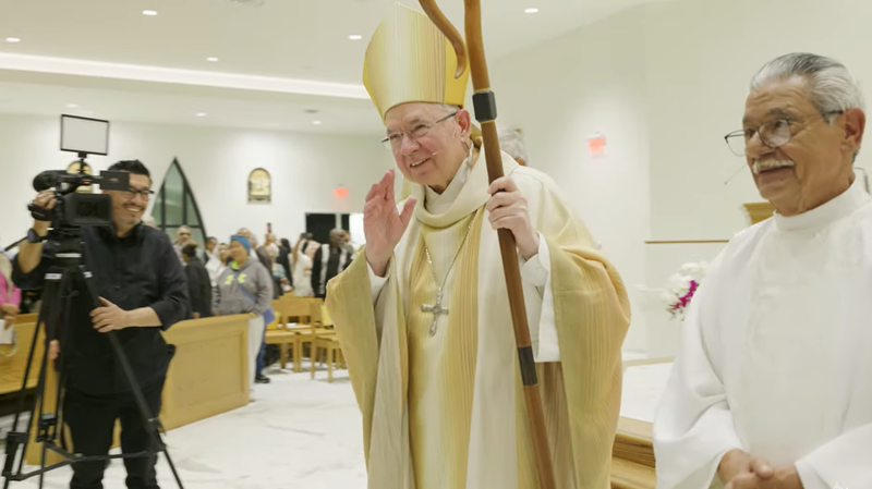 A screenshot from a video on Guardian Angels Church in Pacoima's dedication Mass on April 4. (Archdiocese of Los Angeles)