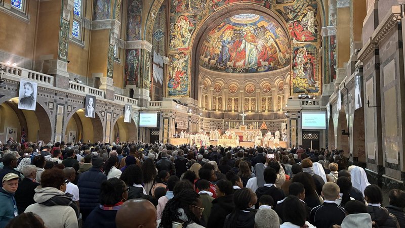 Pilgrims participate in a prayer vigil May 16, 2025, before the centenary of canonization of St. Thérèse of Lisieux in the sanctuary named for her in northern France's Normandy region. (OSV News photo/courtesy Olivier Valentin, Sanctuary of St. Thérèse in Lisieux)