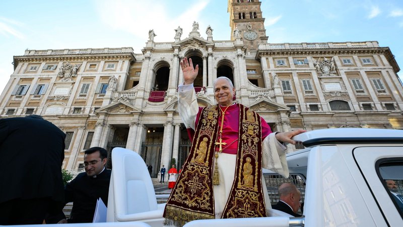 Pope Leo XIV visits the Basilica of St. Mary Major in Rome, May 25, 2025. (CNS photo/Vatican Media)