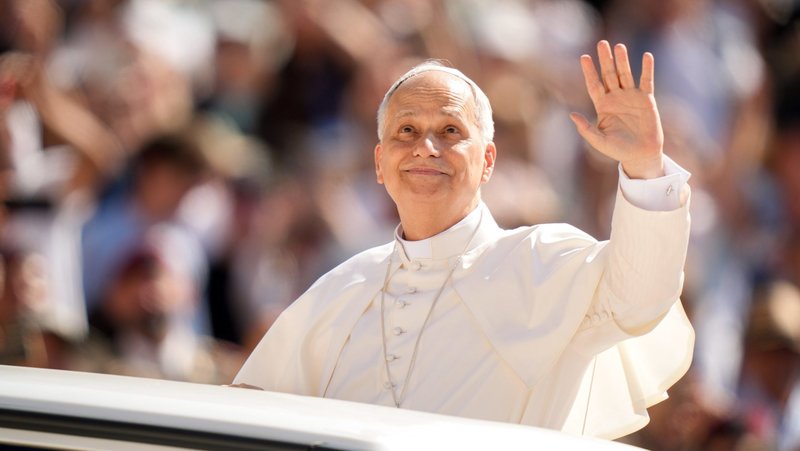 Pope Leo XIV greets visitors and pilgrims from the popemobile as he rides around St. Peter's Square at the Vatican before his weekly general audience June 25, 2025. (CNS/Lola Gomez)
